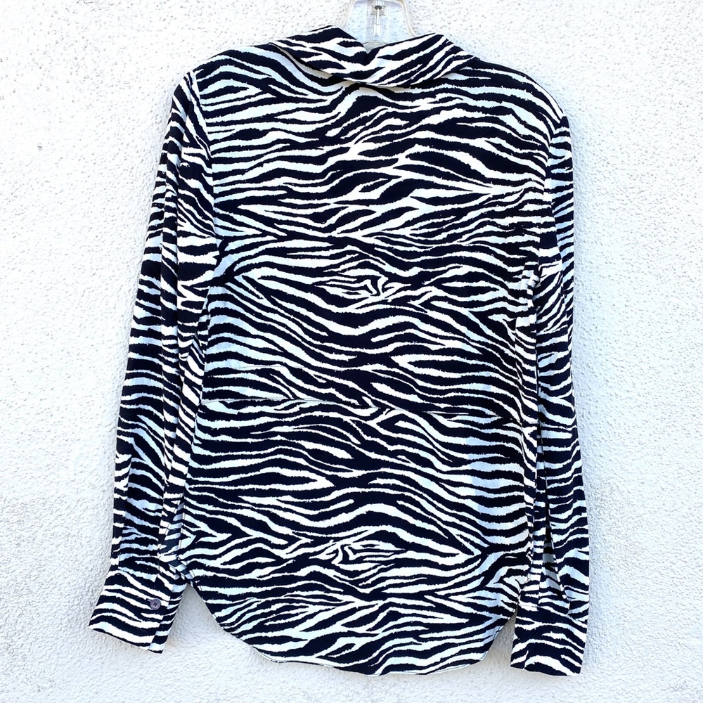 Derek Lam 10 Crosby zebra print blouse TOP animal print shirt women’s striped - Picture 6 of 9